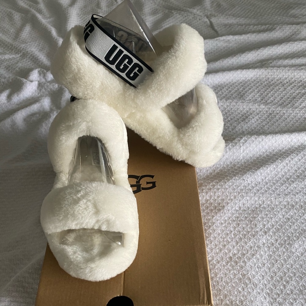 White UGG slides shoes slippers